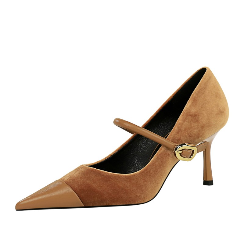 BIGTREE Shoes New Buckle Design Women Pumps Pointed Shoes High Heels Suede Stilettos Heels 7cm 10cm Ladies Shoes Large Size 43