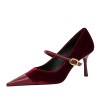 BIGTREE Shoes New Buckle Design Women Pumps Pointed Shoes High Heels Suede Stilettos Heels 7cm 10cm Ladies Shoes Large Size 43