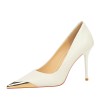 BIGTREE Shoes 4.5 cm Kitten heels Metal pointed tip Women pumps Casual women's shoes Fashion mid heeled ladies shoes Sweet Heels