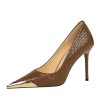 BIGTREE Shoes 4.5 cm Kitten heels Metal pointed tip Women pumps Casual women's shoes Fashion mid heeled ladies shoes Sweet Heels