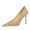 BIGTREE Shoes 4.5 cm Kitten heels Metal pointed tip Women pumps Casual women's shoes Fashion mid heeled ladies shoes Sweet Heels