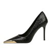 BIGTREE Shoes 4.5 cm Kitten heels Metal pointed tip Women pumps Casual women's shoes Fashion mid heeled ladies shoes Sweet Heels