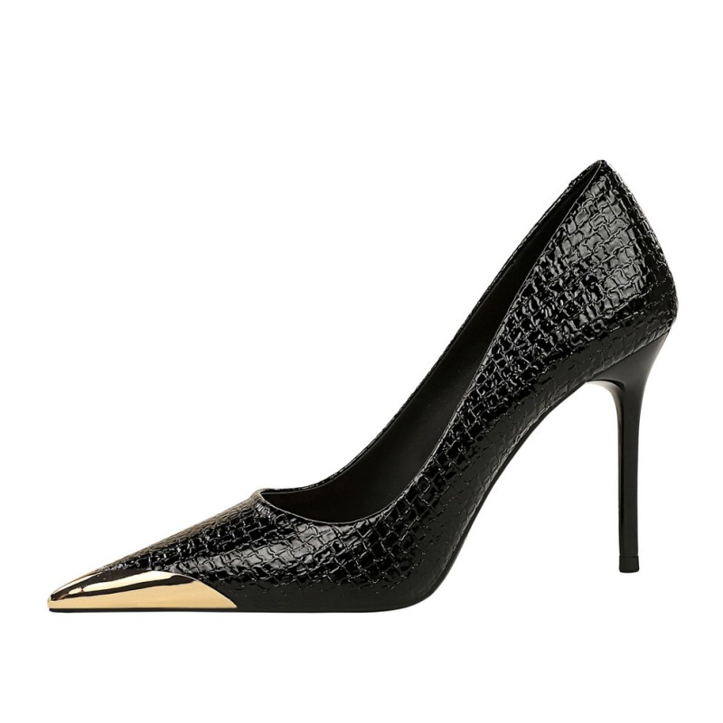 BIGTREE Shoes 4.5 cm Kitten heels Metal pointed tip Women pumps Casual women's shoes Fashion mid heeled ladies shoes Sweet Heels