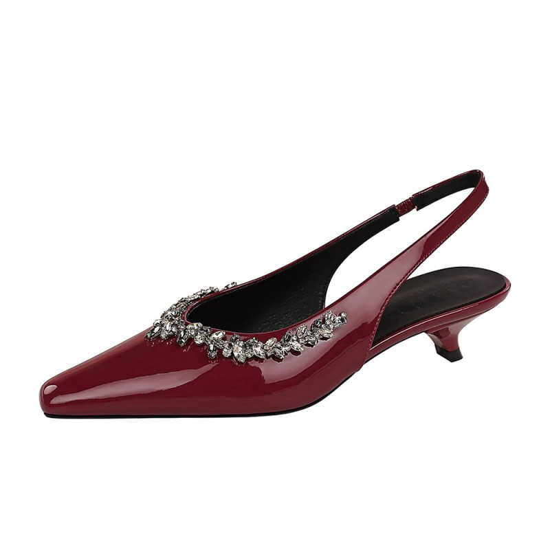 BIGTREE Shoes 4 cm Kitten heels Women Pumps Patent leather Low-heel Women Shoes Rhinestone Women heels Summer Women Sandals 2025 BIGTREE Shoes 4 cm Kitten heels Women Pumps Patent leather Low-heel Women Shoes Rhinestone Women heels Summer Women Sandals 2025