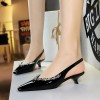 BIGTREE Shoes 4 cm Kitten heels Women Pumps Patent leather Low-heel Women Shoes Rhinestone Women heels Summer Women Sandals 2025