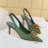 Metal Square Buckle Thin Heel Party Shoes Black Green White Woman Pointed Toe Hollow Back Strap Pumps Middle Heel Sandals Metal Square Buckle Thin Heel Party Shoes Black Green White Woman Pointed Toe Hollow Back Strap Pumps Middle Heel Sandals