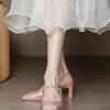 2025 new summer French solid color pointed patent leather mid-heel buckle sandals women's retro stiletto sandals 34--41 size 2025 new summer French solid color pointed patent leather mid-heel buckle sandals women's retro stiletto sandals 34--41 size